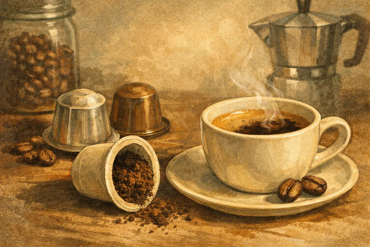 Koffiecups zonder aluminium uitgelegd