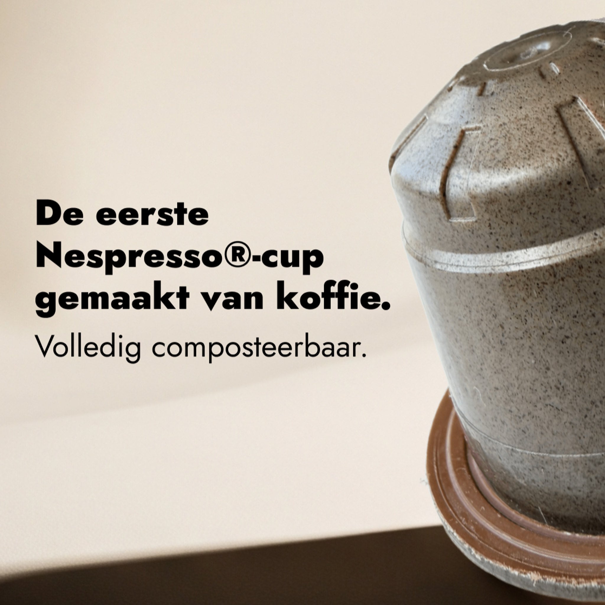 Koffiecup gemaakt van koffie, zonder fossiel plastic