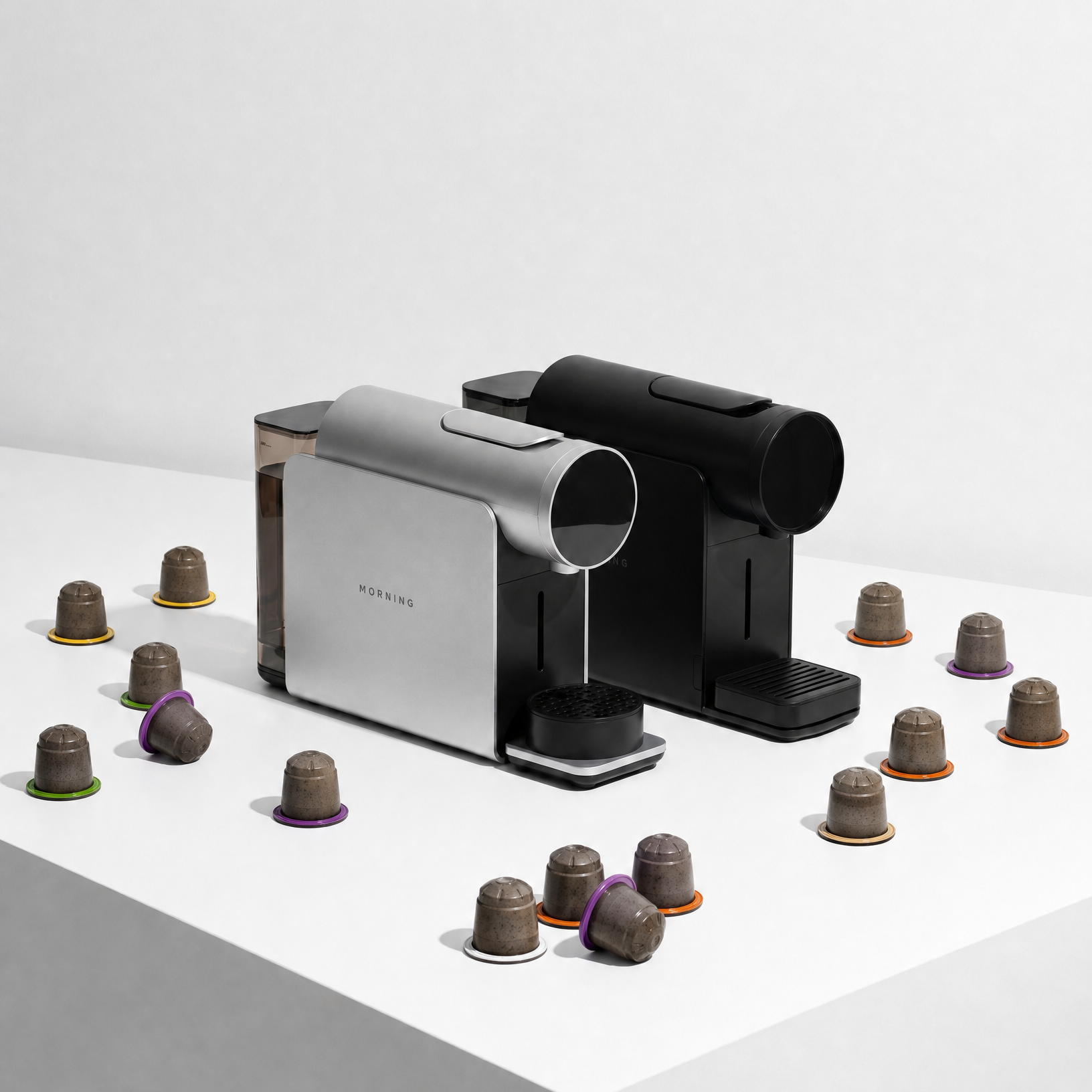 Koffieabonnement van Q Drinks: koffiemachine met doosjes composteerbare koffiecups
