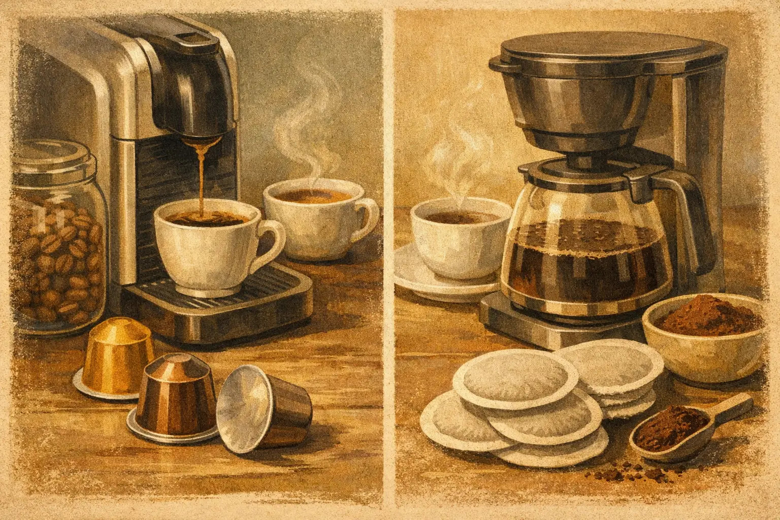 Koffiecapsules versus koffiepads: verschil