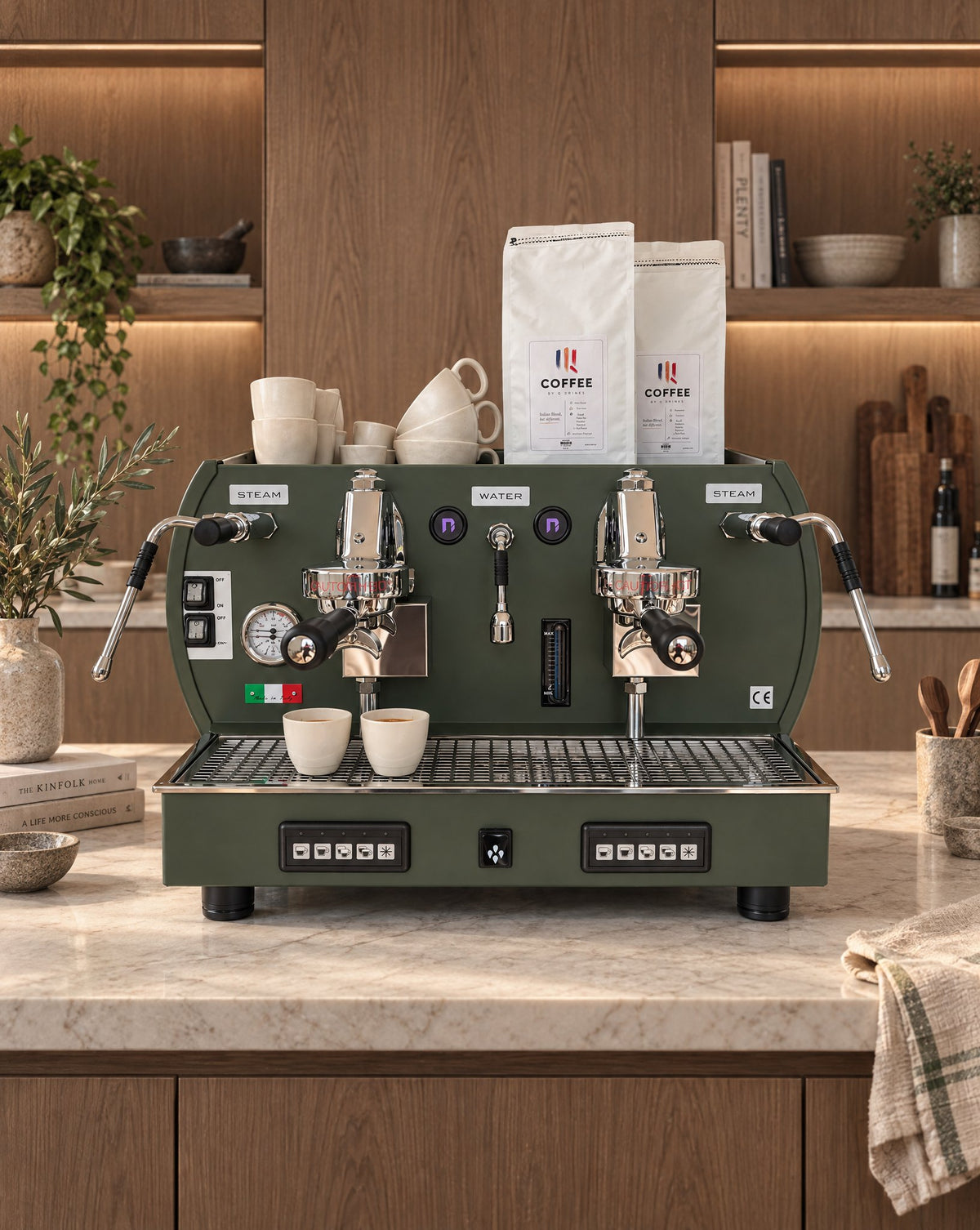 Espressomachine met COFFEE by Q Drinks koffiebonen
